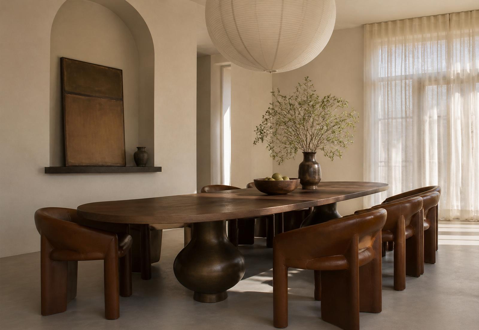 Salle à manger sur mesure avec table en noyer